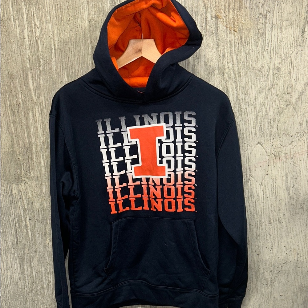 Stadium Athletics Navy and Orange Youth University‎ of Illinois Hoodie L 16-18